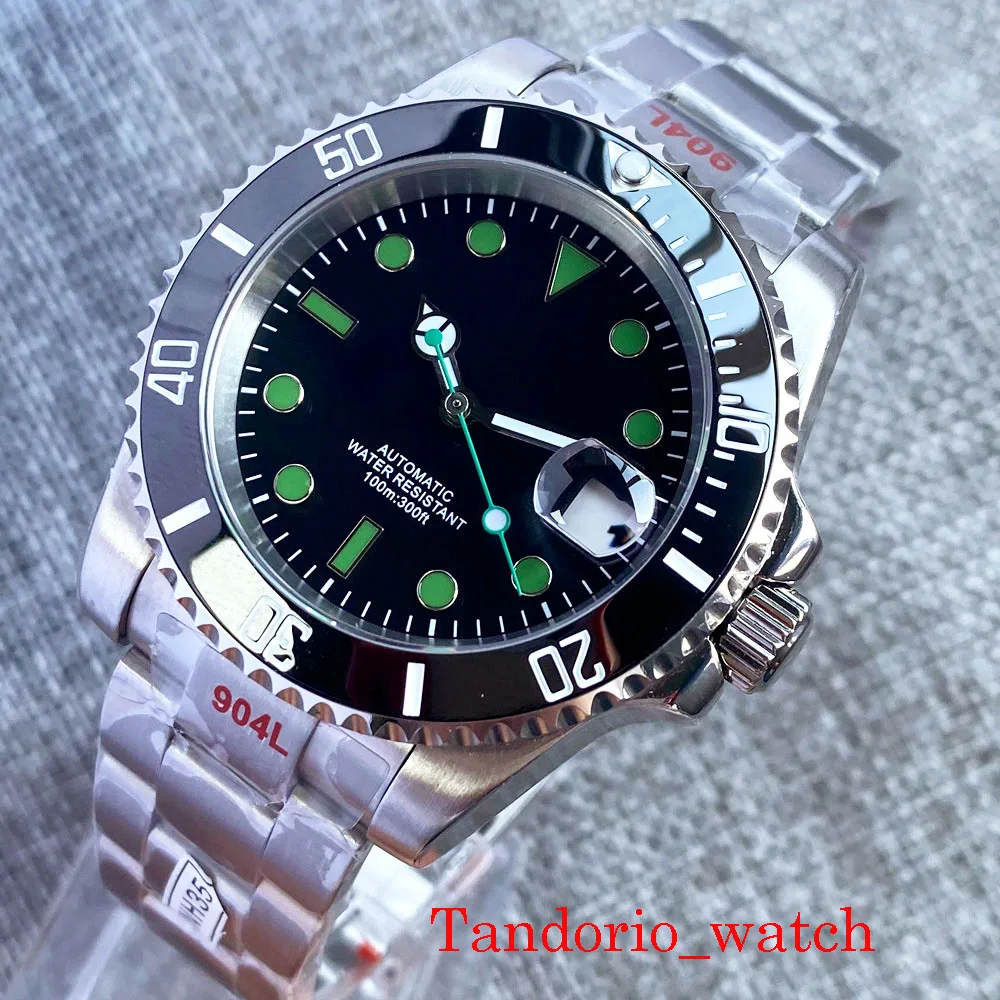 

Bliger 40mm NH35A Mechanical Automatic Mens Watch Sapphire Glass Unidirectional Bezel Oyster Strap Date Windown Green Index Hand