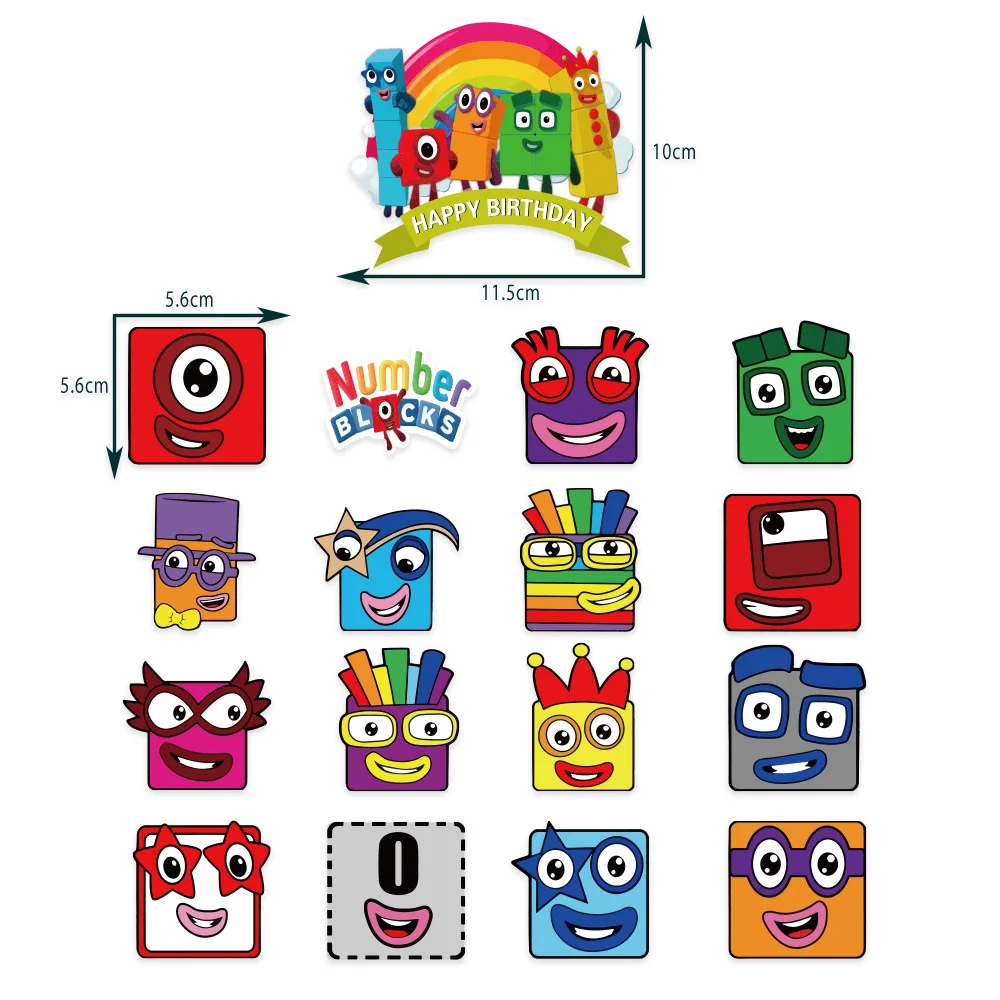 Numberblocks-decoraci&oacute;n para fiesta de cumplea&ntilde;os, vajilla desechable, globos, Pancarta, adornos para pasteles, plato, taza, servilleta, feliz cumplea&ntilde;os para ni&ntilde;os-5