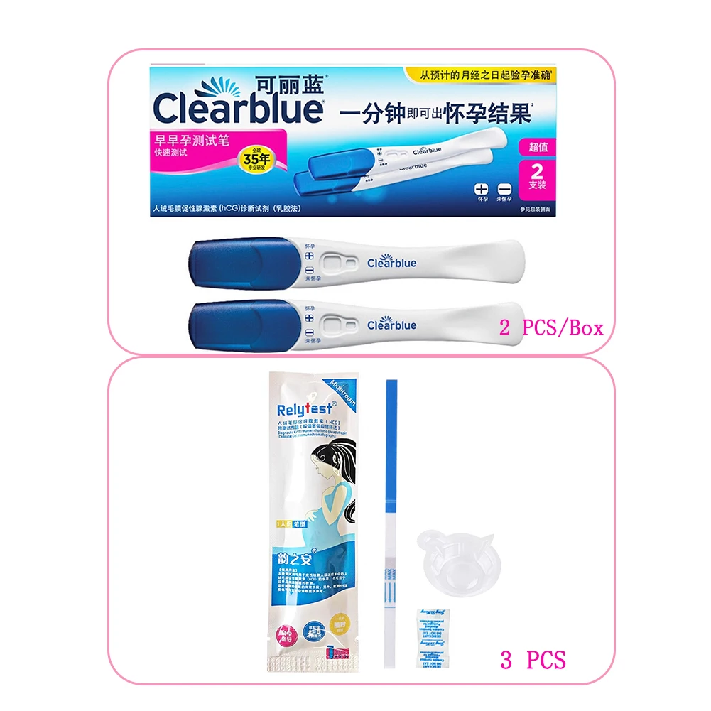 (5 Pcs Set) 2 Clearblue Rapid Pregnancy Test Stick And 3 Pieces Household PH Pergnant Urine Strip Indicator HCG Paper |