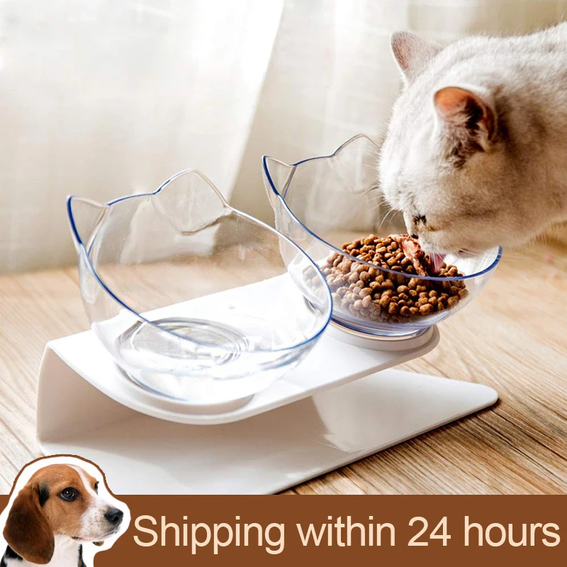 

Нескользящая двойная миска для кошек с подставкой, миска для кормления кошек, миски для питомцев, товары для домашних животных