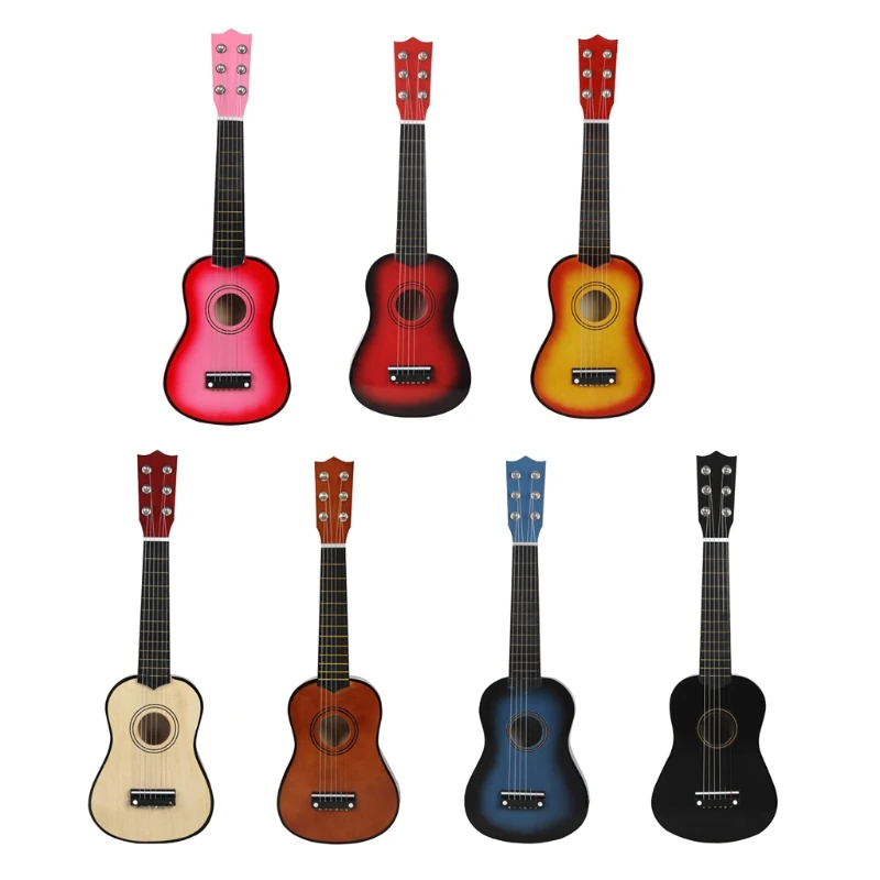 21 Inch Practical Playing Guitar Toy Wood 6 Strings Ukulele Children Learning Educational Toys Musical Instrument U7EF | Спорт и