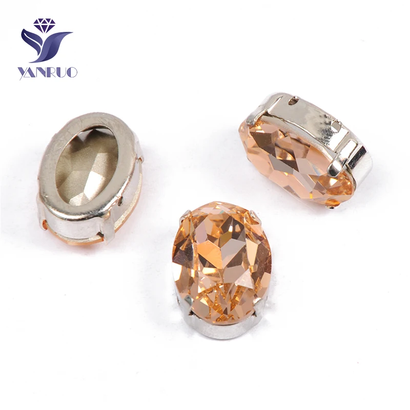 Yanruo 4120 все размеры светло-персиковые овальные Швейные кристаллы камней