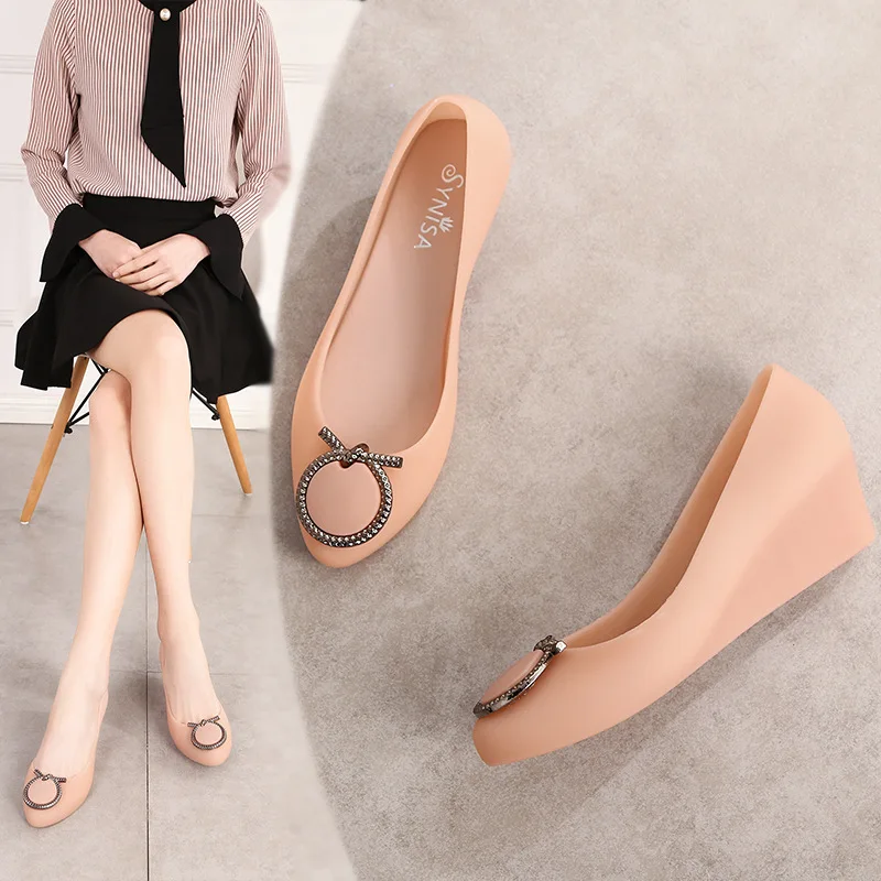 Женские летние туфли женские прозрачные сандалии повседневные на танкетке без