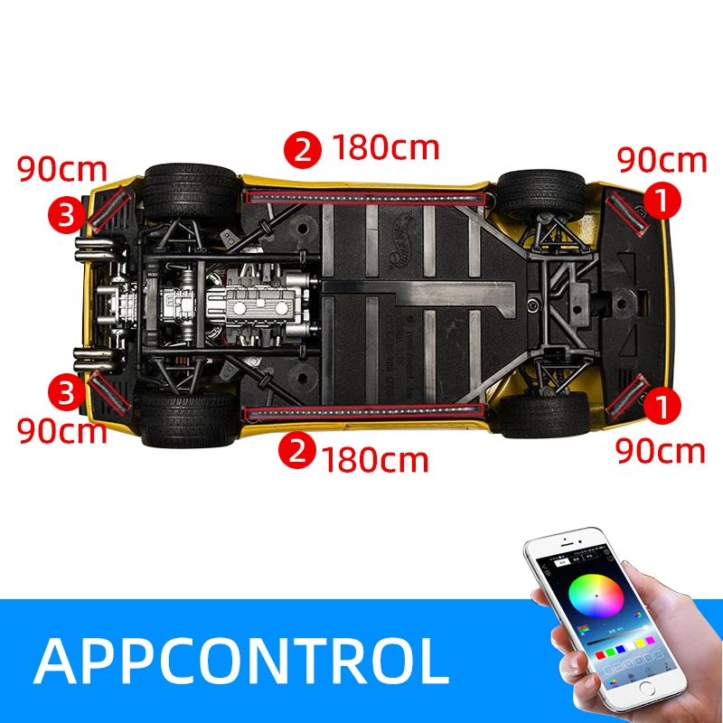 

Лента для освесветильник днища автомобиля, подсветсветильник, Гибкая Rgb-подсветка, дистанционное управление через приложение, светодиодная декоративная лампа для укладки, неоновая лампа 12 В