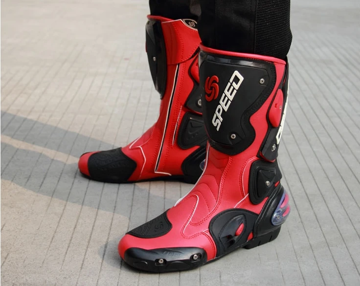 Мужские кожаные ботинки для езды на велосипеде мотоциклетные гоночные