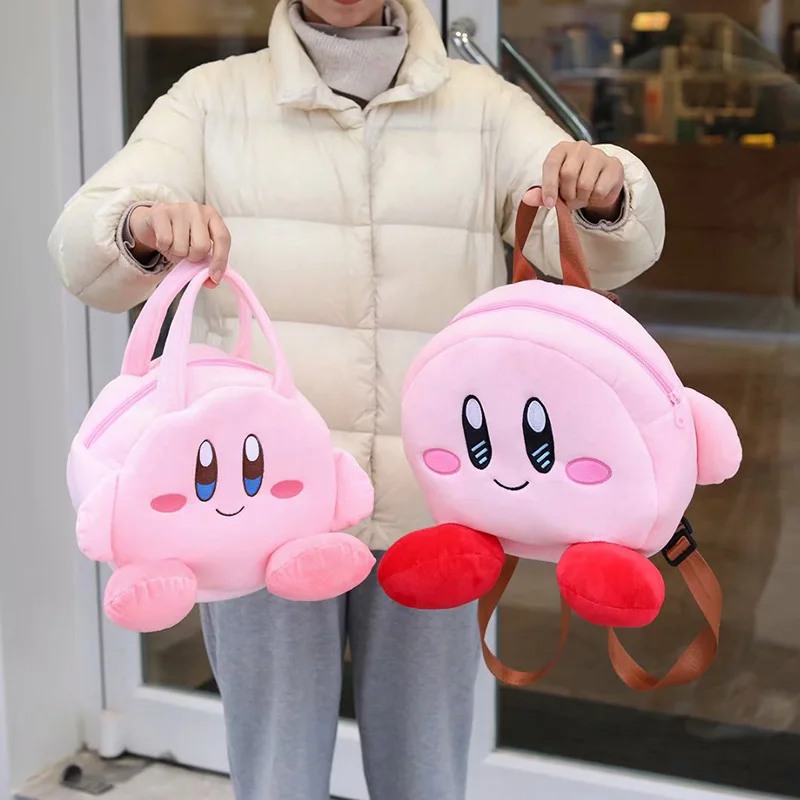 Kawaii Kirby Hand Bag Cartoon Cute Girl Shopping Handbag Wild Miscellaneous Cosmetics Plush Bag Plush Doll Student Backpack