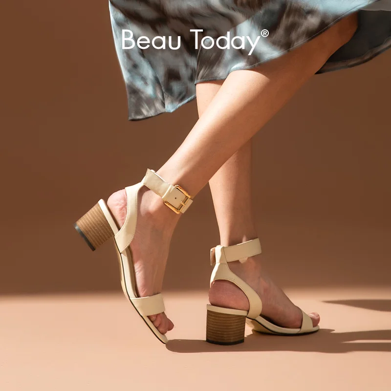 BeauToday/босоножки на высоком каблуке Женские сандалии гладиаторы из натуральной
