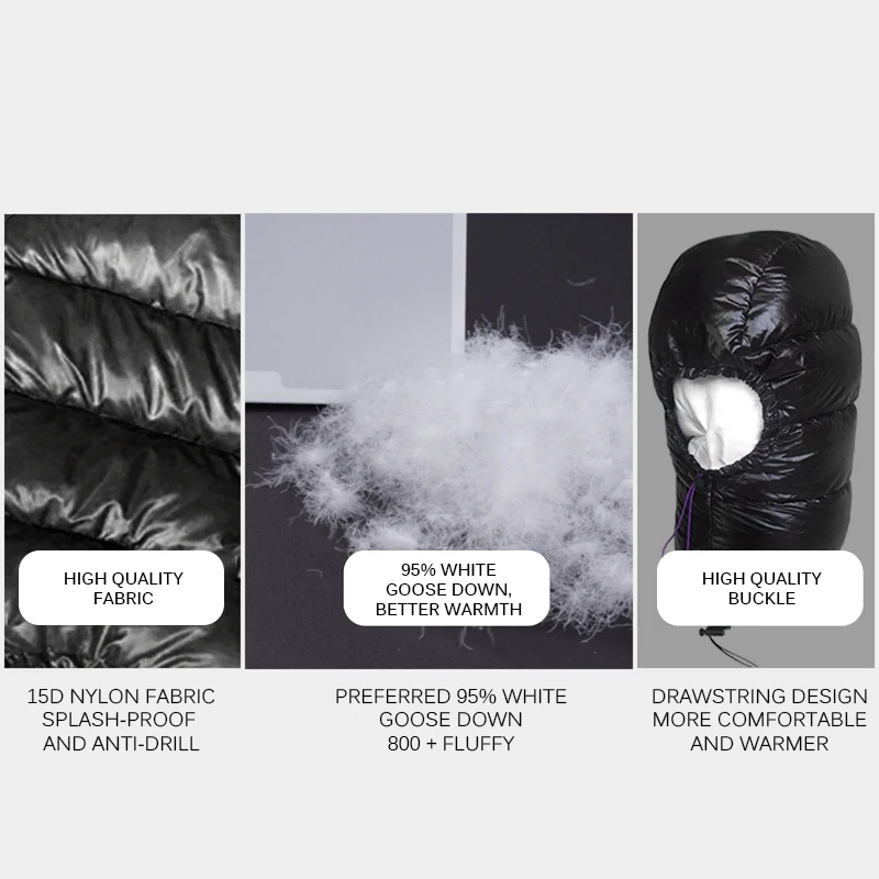 Сверхлегкая шапка с гусиным пухом закрывающая лицо водонепроницаемая для улицы