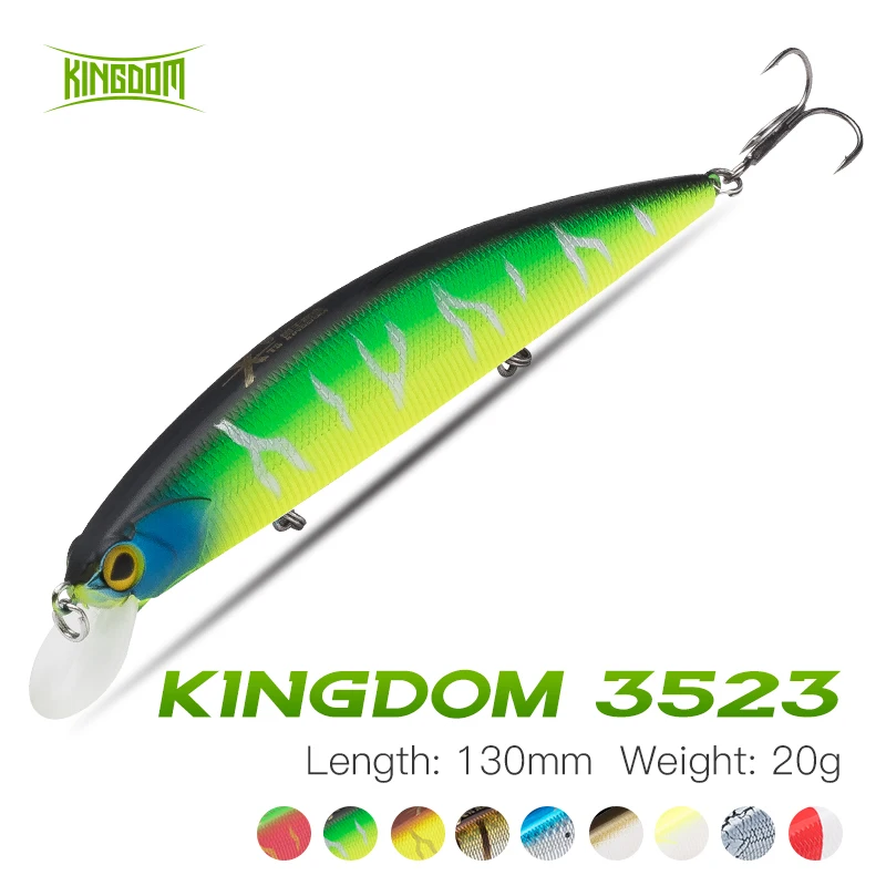 

Kingdom Minnow Fishing Lure 130mm 20g Floating Rattlin Long Casting Saltwater Freshwater Jerkabit For Seabass Perch Carp Pike