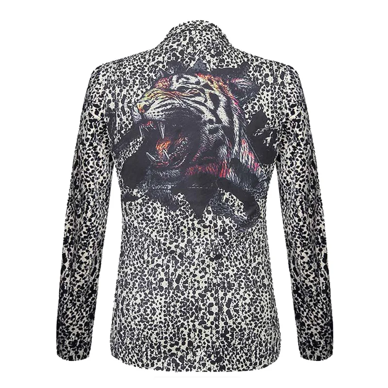 

Luxury Mens Blazers Leopards Vintage High Grade Golden Velvet Printed Perform Stage Dance Party Suit Jacket Tops 36806