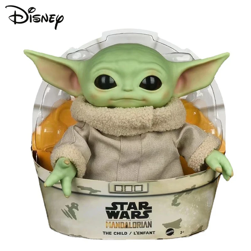 

28cm Disney Star Wars Plush Figure Yoda Baby With Cloth Mandalorian Movable Doll Ornaments Collectible Gift Toy For Children