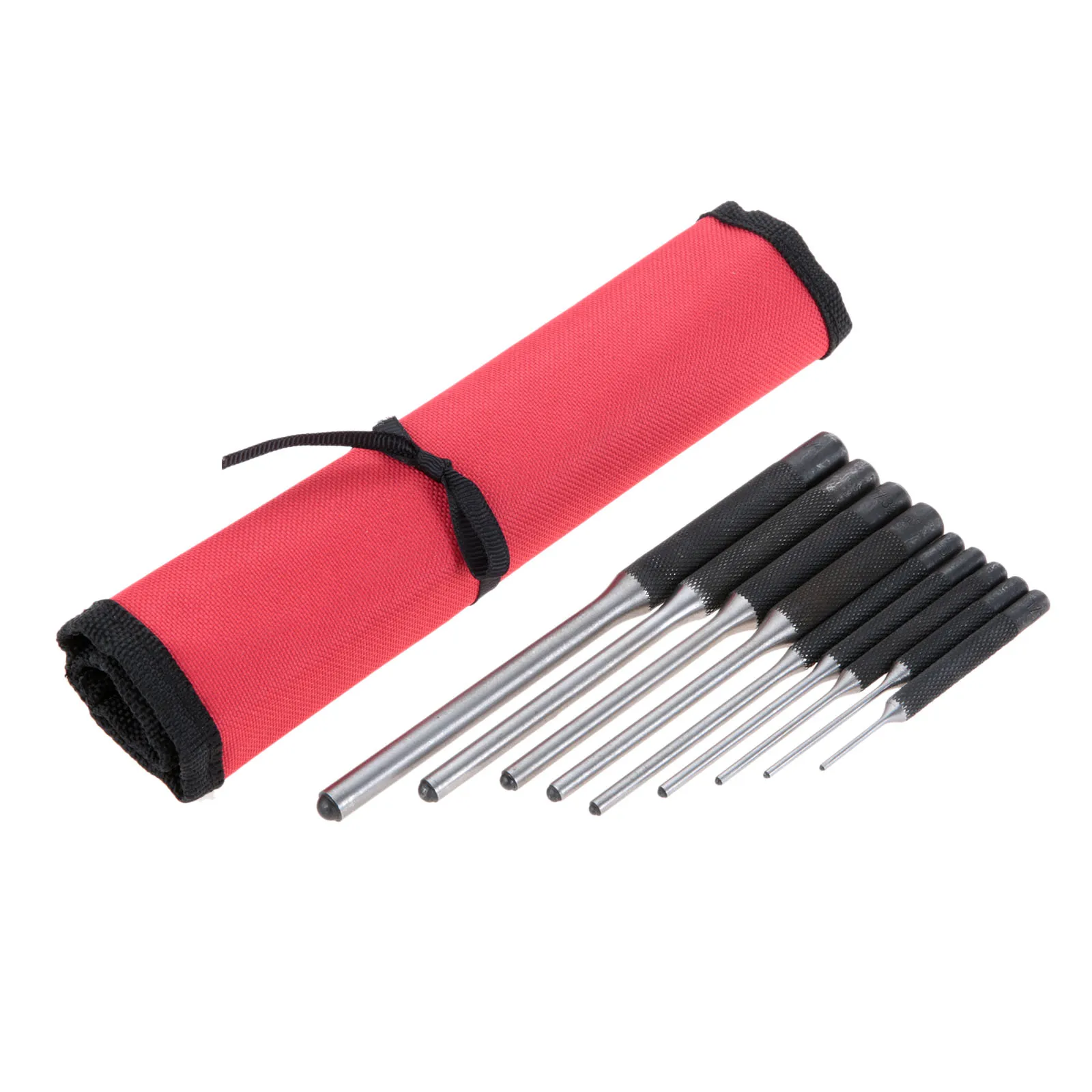 

9Pcs Alloy Steel Roll Pin Punch Set Tactical Catch Roll Up Case Steel Removal Tool Kit Double-Faced Soft Rubber Mallet Hammer