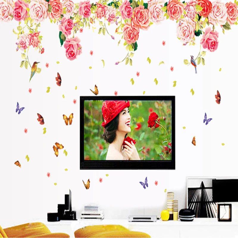Романтические розы цветы цветущие наклейки на стену домашняя комната