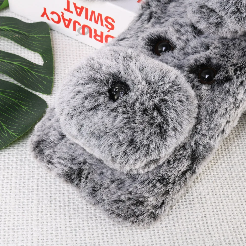 Мягкий плюшевый чехол для телефона с рисунком собаки милый Модный зимний