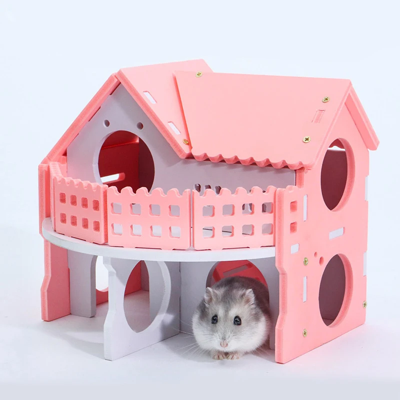 Домик для хомяка двухслойная хижина с балконом натуральное забавное гнездо