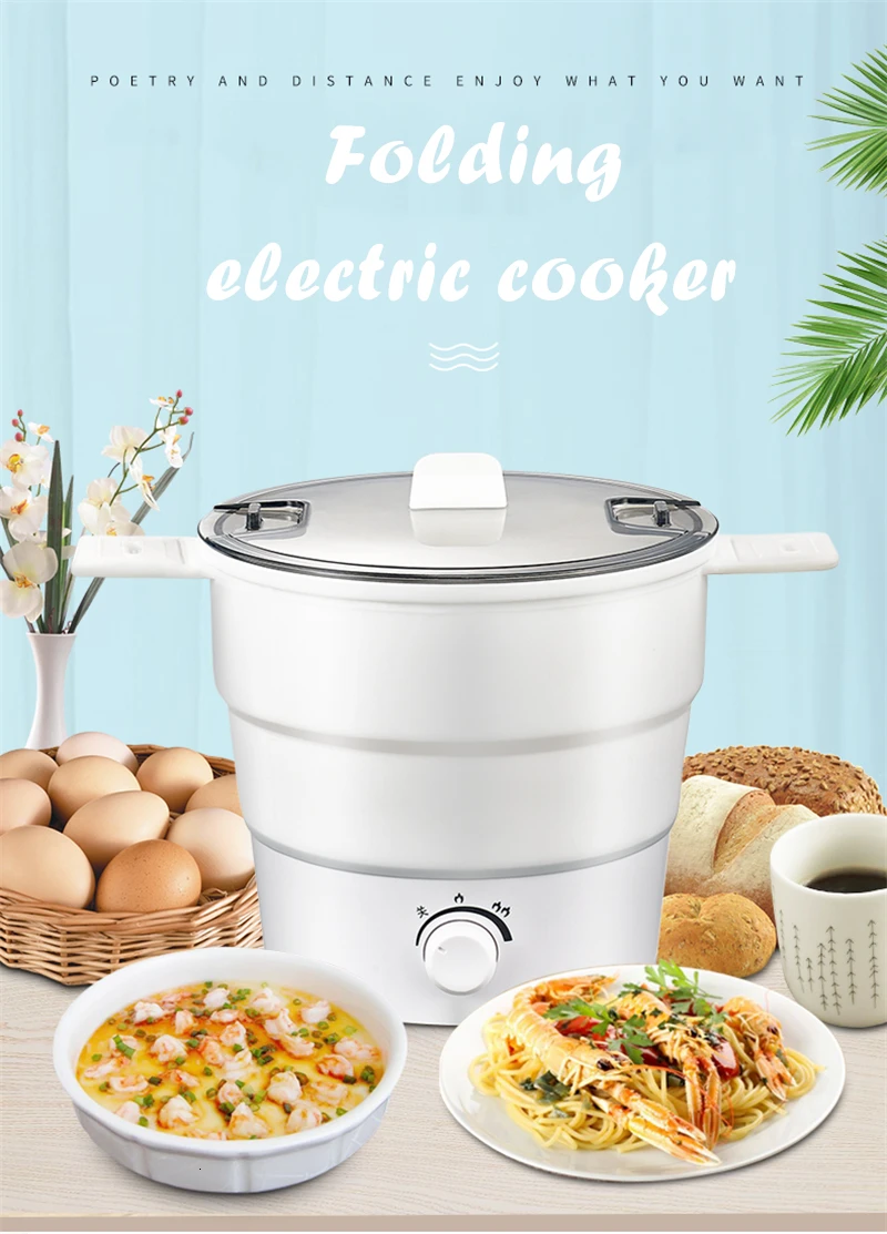 220V 1L Многофункциональный Портативный Электрический Плита лотка нагрева машины для тушеного мяса с Лапша яйца суп пароход Пособия по кулинарии горшок складной
