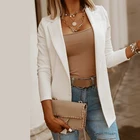 Женский облегающий офисный пиджак, повседневный однотонный деловой жакет с длинным рукавом, модная одежда для работы, осень
