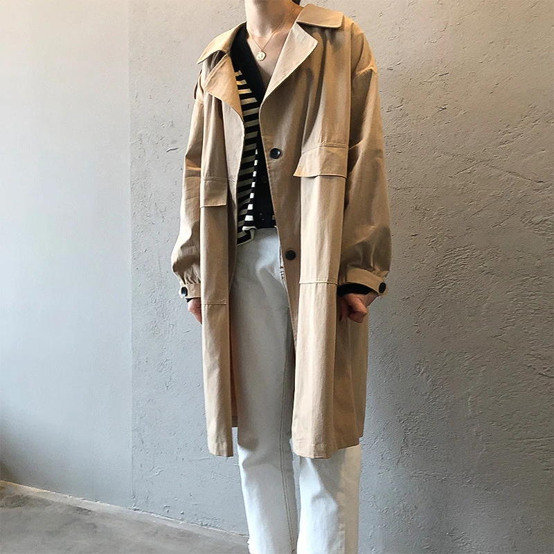 

EORUTCIZ Autumn Vintage Trench Women Fashion Long Oversize Windbreaker Jacket Streetwear Winter Slim Casual Outerwear LM1054