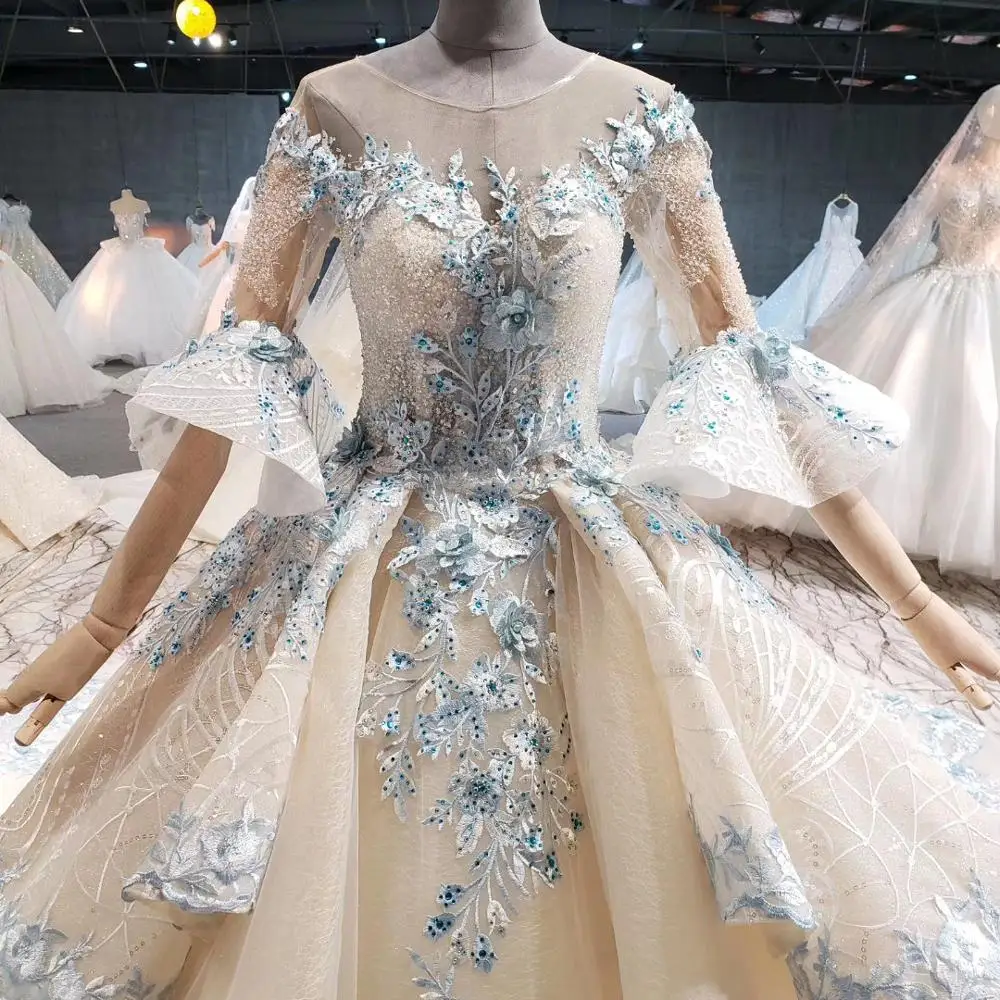 Роскошное бальное платье HTL1038 свадебные платья с круглым вырезом рукавом