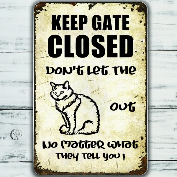 

Selkirk Rex Cat Sign Funny Keep Gate Closed Tin Sign Vintage Farm Decor Art Pet Lover Tin Metal Sign Zoo Bar Club Cafe Garage
