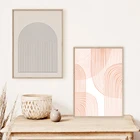 Розовая абстрактная Геометрическая Акварельная живопись, художественные принты, минималистичный постер на холсте в стиле бохо, нейтральные настенные картины для декора гостиной