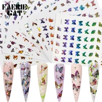 36 styles holographic 3d sparkly laser butterfly leaves flowers design sticker nail decal diy slider for manicure nail art decor