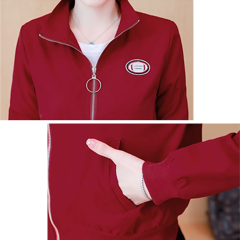 

2021 Korean Spring Fashion Harajuku Embroidery Jacket Women Long Sleeve Casual Coat Female Short Zipper Jackets Baseball Clothes