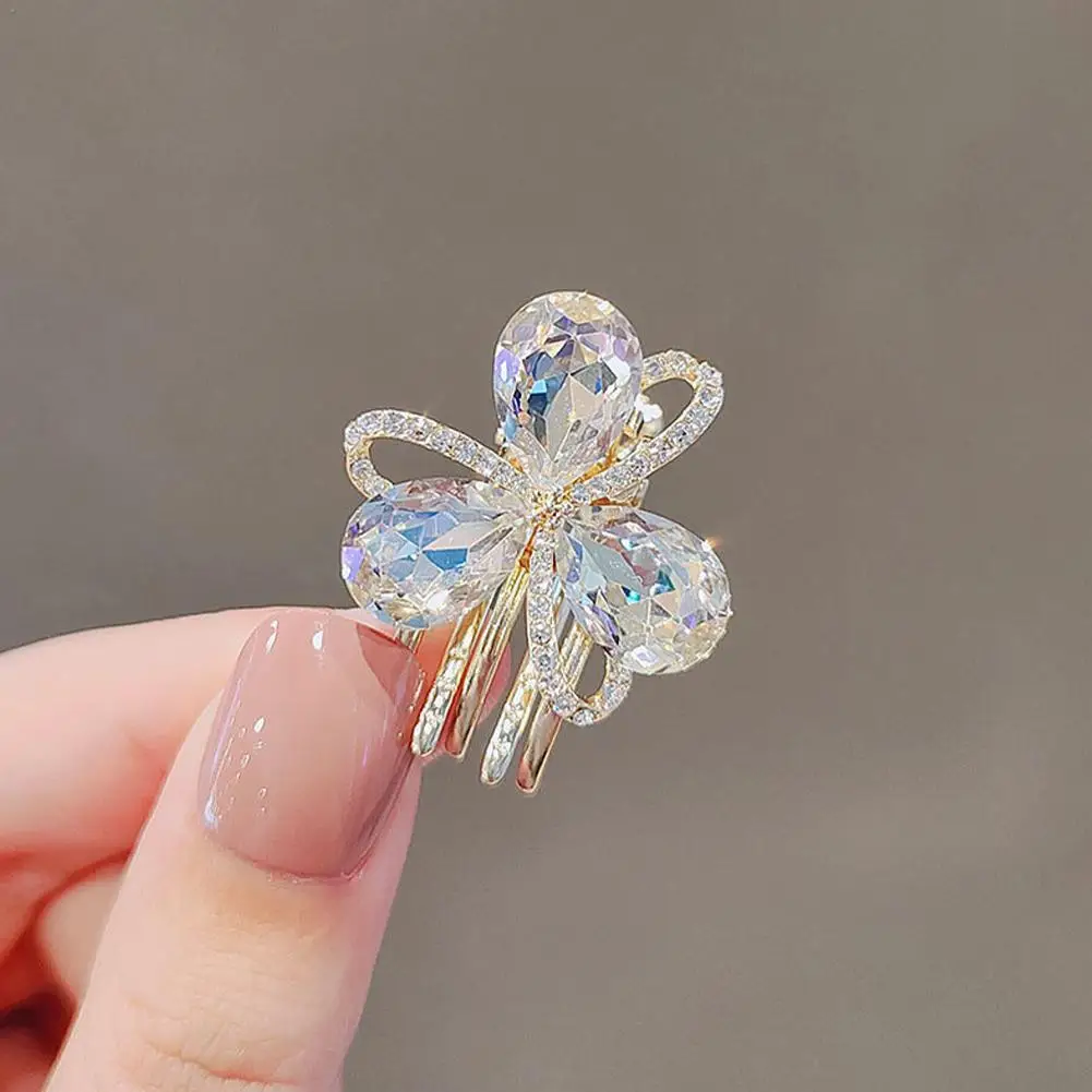 

Clip Headdress Elegant Crystal-Like Flower Hairpin Bangs Clip Girl Top Clip Hair Accessories Grab Clip