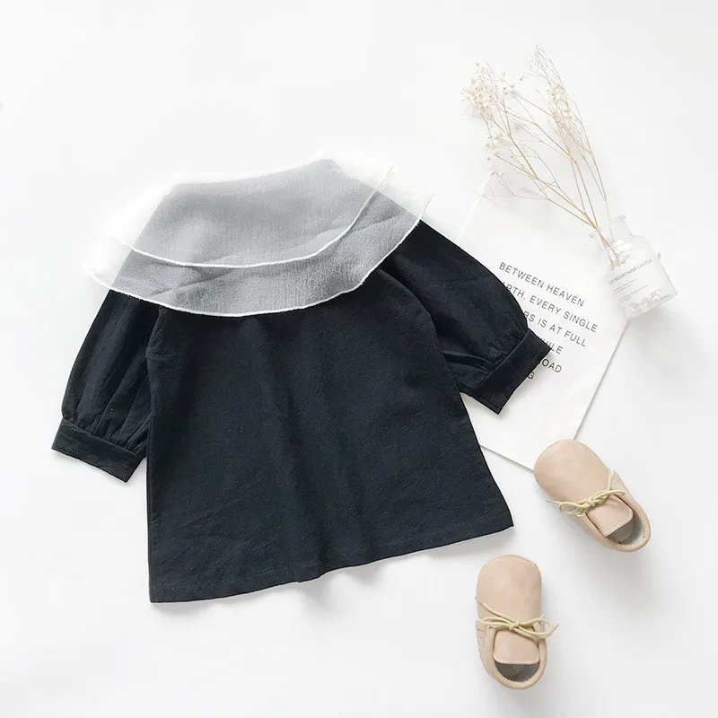 2019 Autumn New Princess Girls Dress Kids Mesh Collar Girl Dresses Children Long Sleeve Clothing dress Cute Vestido | Детская одежда и