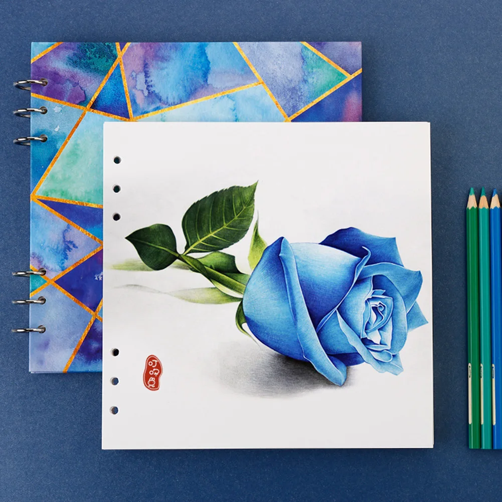 Бумажный альбом со свободными листами и акварелью 40 листов ручная роспись эскиз