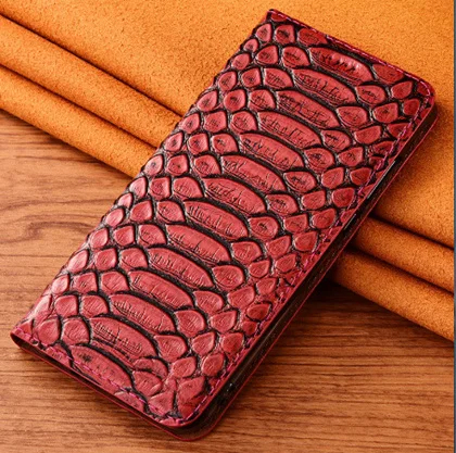 Rose Red Питоновый узор, натуральная кожа, откидная крышка, слот для карт, держатель для sony Xperia XZ4, чехол для sony Xperia 1, чехол для телефона - Цвет: Rose Red