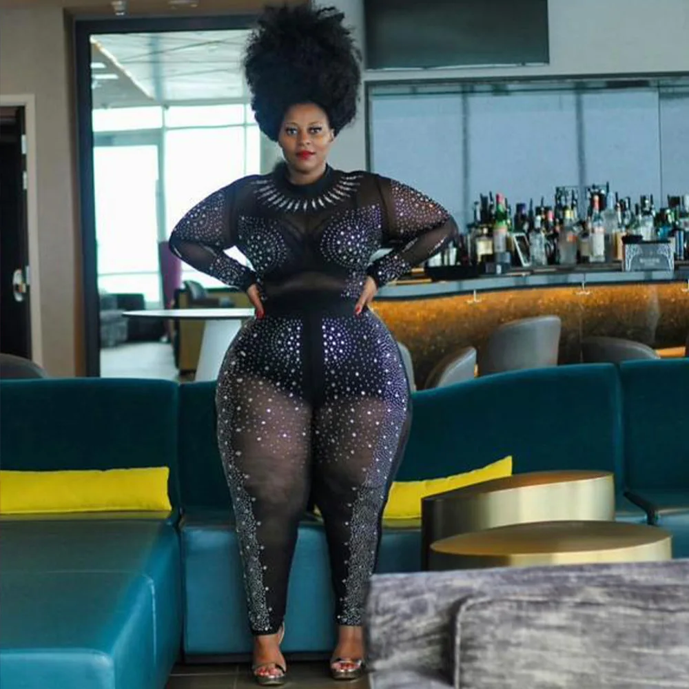 

Потрясающие женские комбинезоны стразы, прозрачные сетчатые комбинезоны с длинным рукавом и круглым вырезом, с ворсом, для вечерние НКИ, кл...