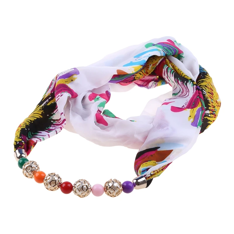 Женское Ожерелье JAVRICK шарф шифоновые бусины кулон цветочные украшения