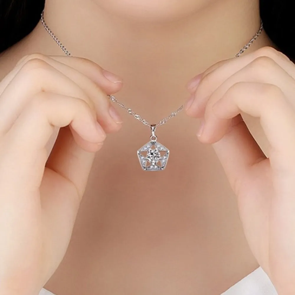 

NEHZY 925 Sterling Silver Necklace Pendant Fashion Jewelry New Style Woman Star Purple Crystal Zircon Necklace Length 45CM