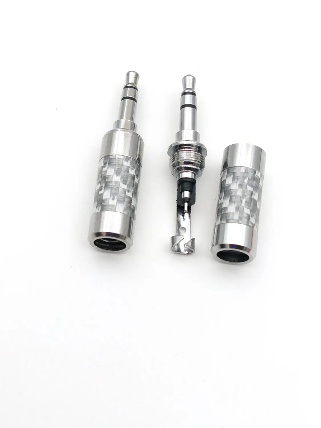 

20pcs Copper Rhodium Plated Carbon Fiber 3.5mm Plug soldering connector