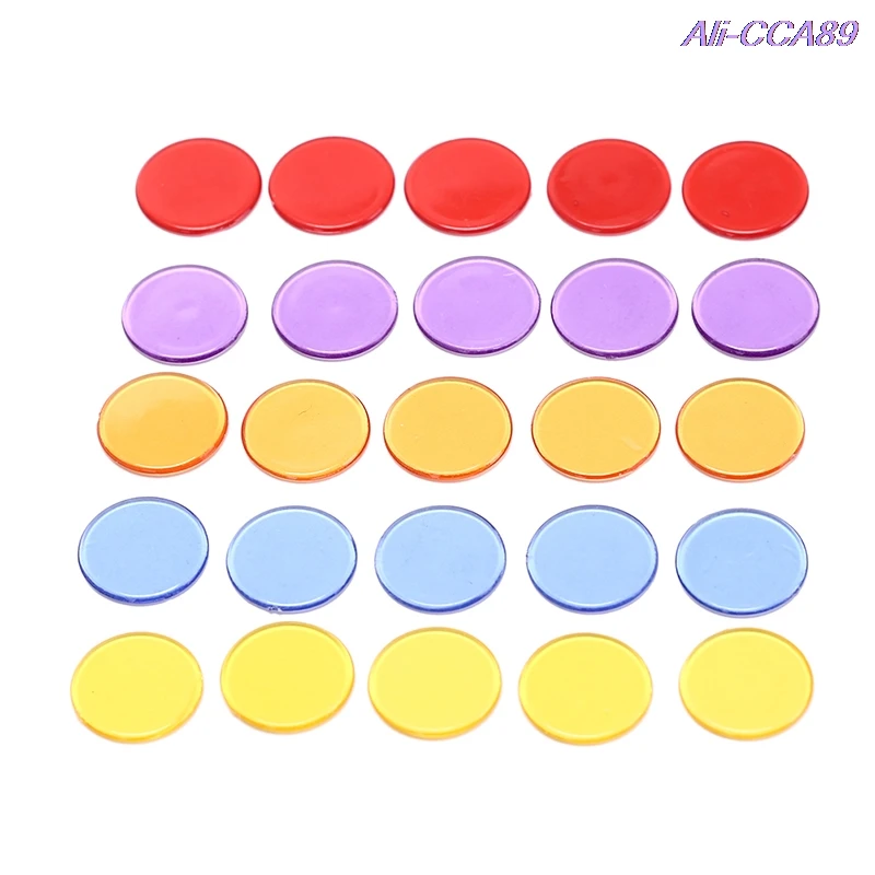 

50Pcs 5Colors 1.5cm Plastic Poker Chips Casino Bingo Markers for Fun Family Club Carnival Bingo Game Supplies Acce
