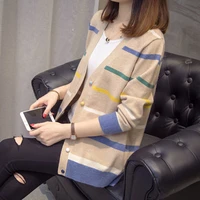 top 2021 new fashion womens spring and autumn knitted cardigan sweater coat khaki single breasted cardigan pink cardigan