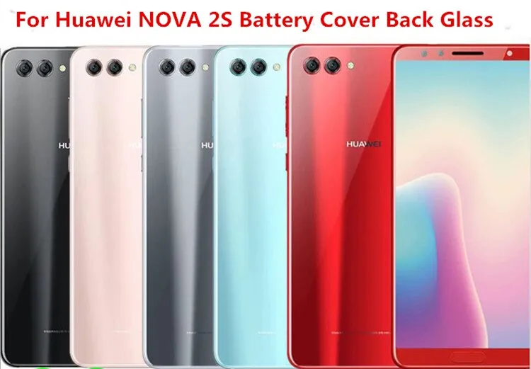 

3 шт., для Huawei NOVA 2S, крышка батареи, Задняя стеклянная задняя дверь, корпус, задняя дверь, задняя крышка, заднее стекло + объектив камеры, замена