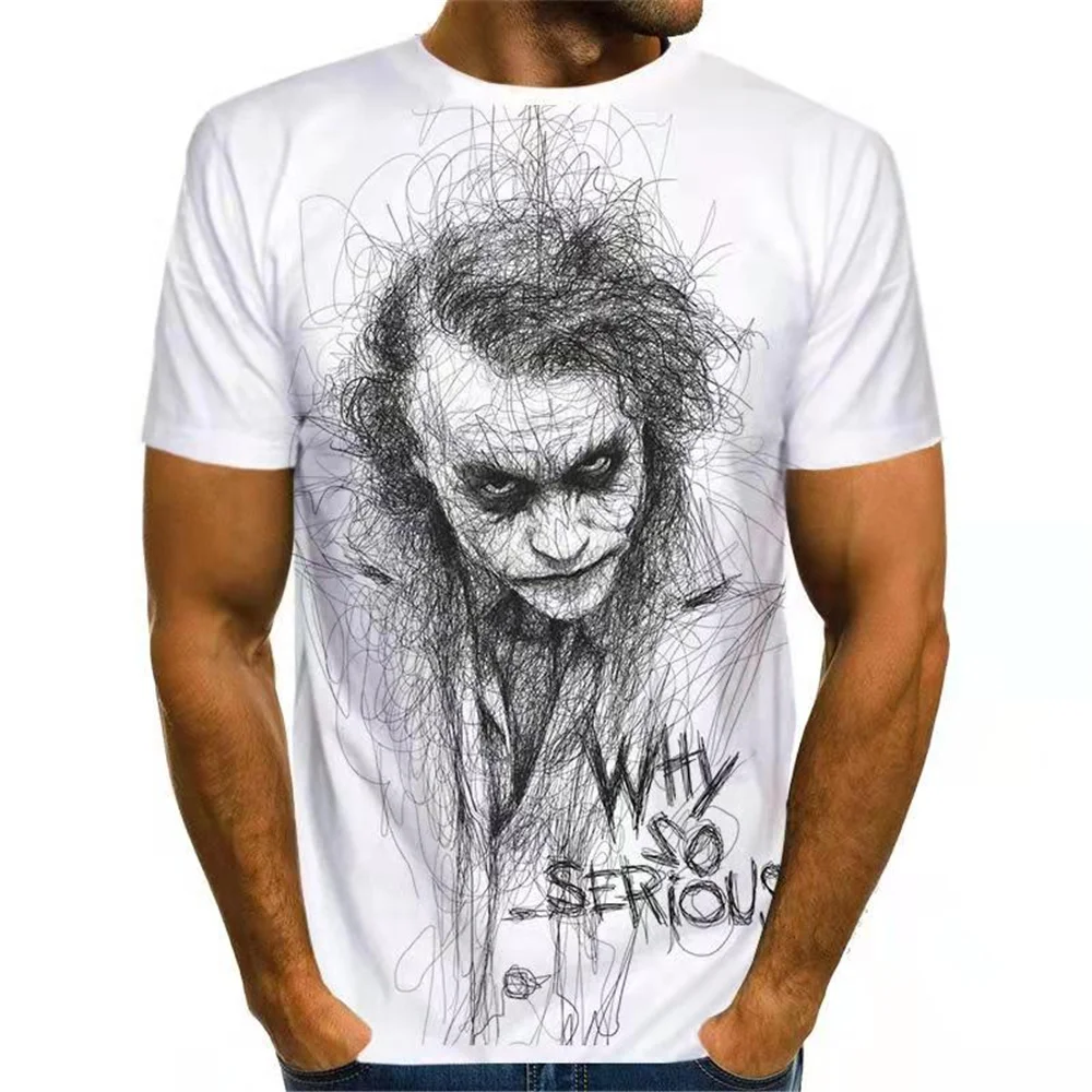 

Clown pattern new year trend boy cool clothes 3dt men's and women's tops cool round neck short-sleeved tops