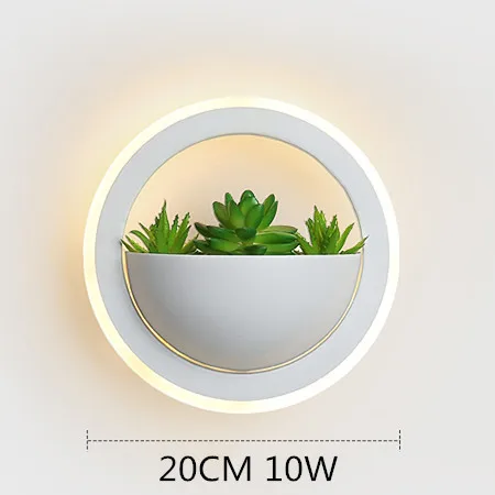 8001 with plant New LED Wall Lamp Round Acrylic Led Wall Lights Simulated Green Plants AC110~220V 10W For Hallway Porch Balcony Led Wall Sconce - Цвет абажура: 8001 with plant