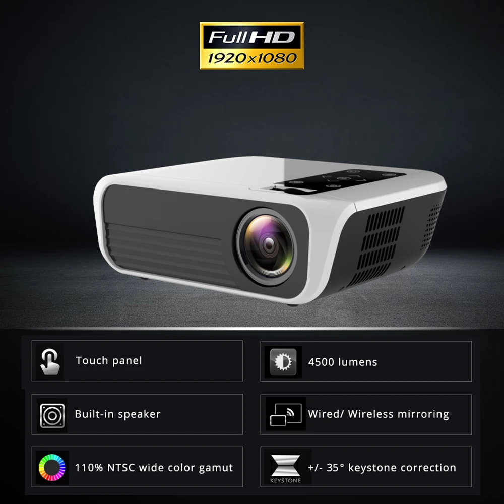 

T500 Wireless Projector LED 1080P Full HD Video Projector Mini Poratable LCD Android 7.1 Wifi Home Cinema for TV Laptops