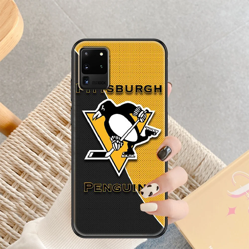 

pittsburghes penguin Phone case For Samsung Galaxy Note 4 8 9 10 20 S8 S9 S10 S10E S20 Plus UITRA Ultra black painting Etui