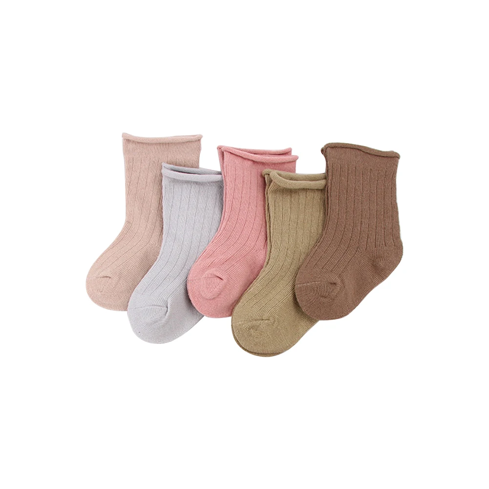 Calcetines con rizos para beb&eacute;, ni&ntilde;a y ni&ntilde;o, medias suaves y c&aacute;lidas, de color liso, de 0 a 7 a&ntilde;os, 5 pares-0