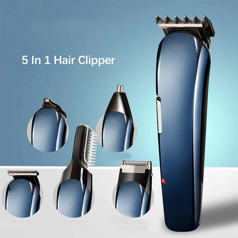 

Electric Hair Clipper Professional Multi-Function Cordless Electric Shaver For Men USB Charging And Plugging Dual Use 5 Blades