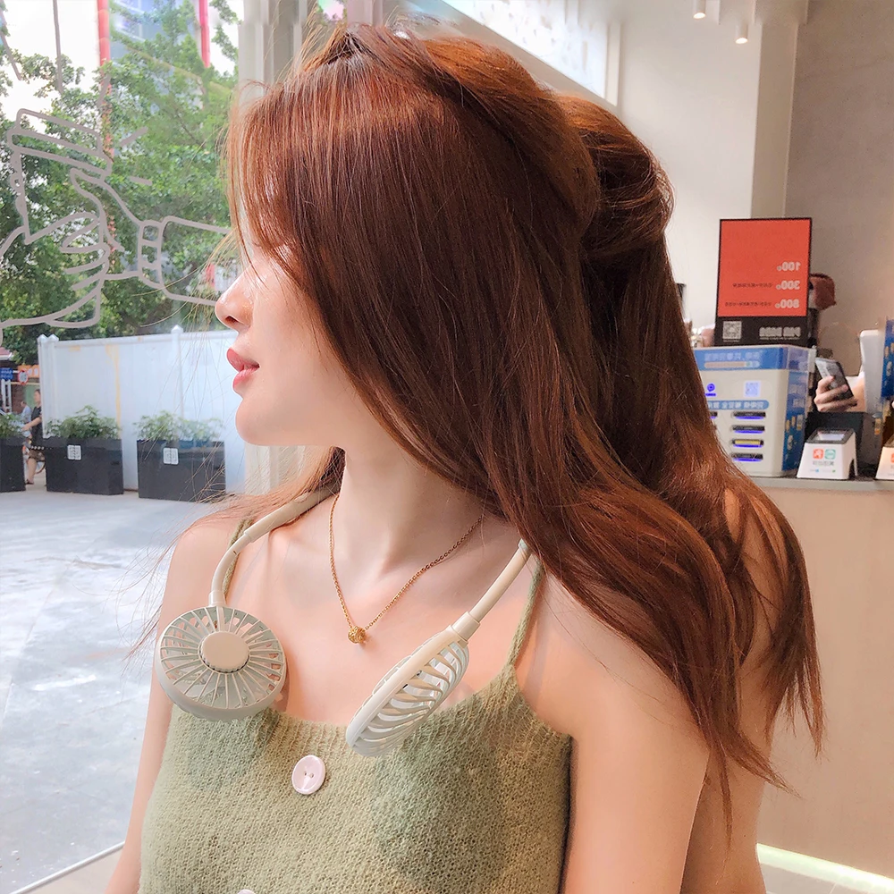 

Portable Fan Hands-free Neck Band Hands-Free Hanging USB Rechargeable Dual Fan Mini air conditioner/cooler Fan for Room New