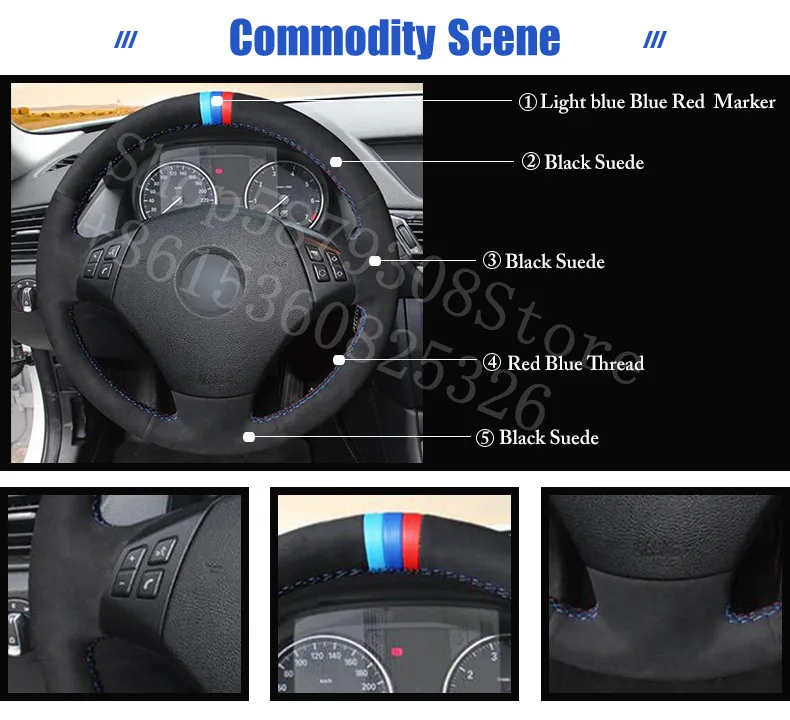 

For Hyundai Rohens 2012-2020 2.0T automatic Brembos version Black Suede Car Steering Wheel Covers