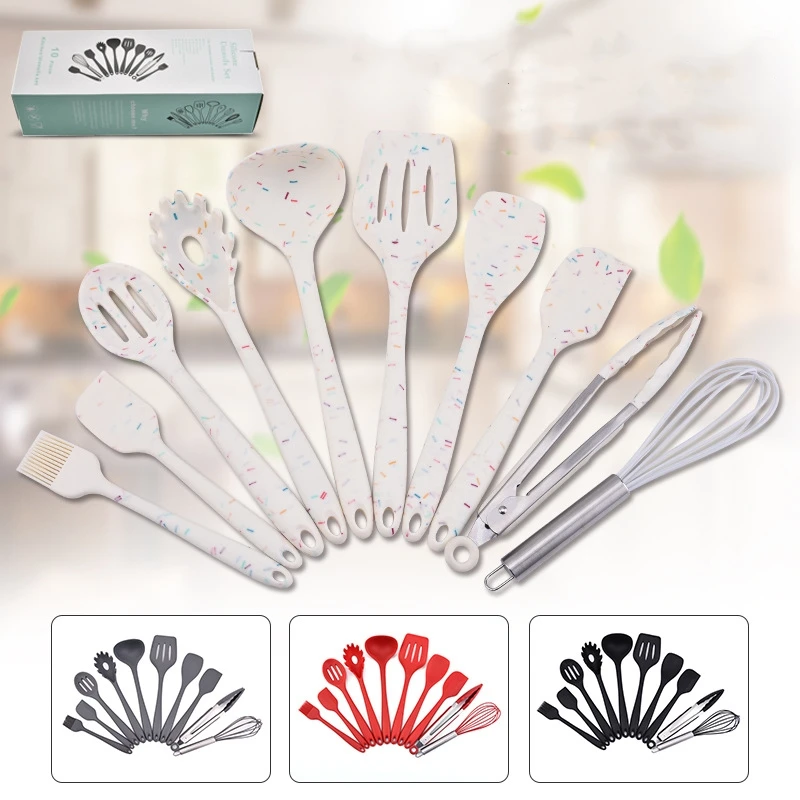 

10/11PCS Silicone Kitchenware Non-stick Cookware Cooking Tool Spatula Ladle Egg Beaters Shovel Spoon Soup Kitchen Utensils Set