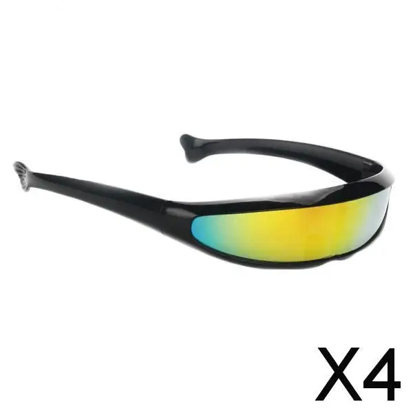 

4xFuturistic Narrow Lens Visor Eyewear Sunglasses Black