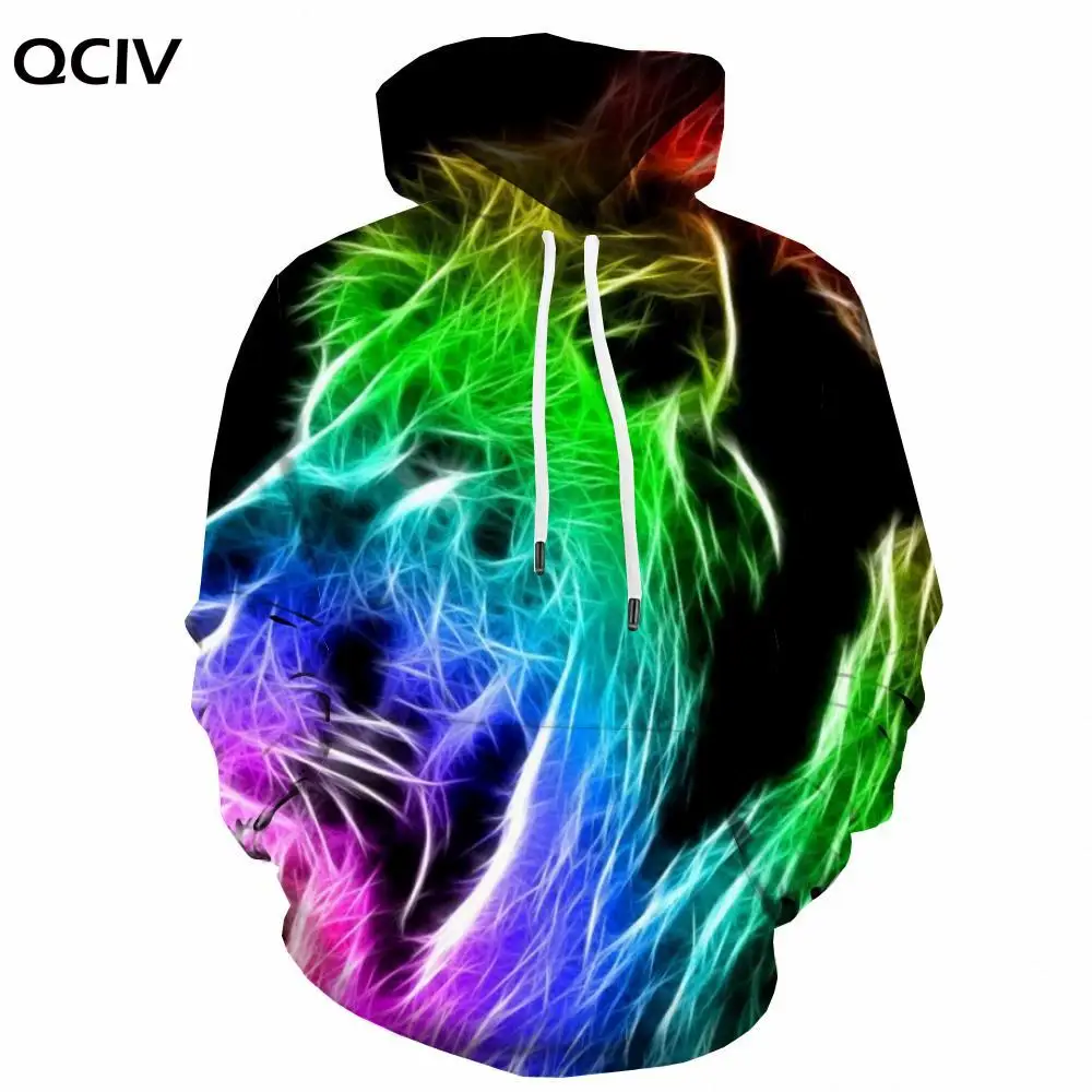 

QCIV 3d Hoodies Lion Hoodie Men Animal Hooded Casual Anime Sweatshirt Printed Colorful 3d Printed Flame Hoody Anime Unisex