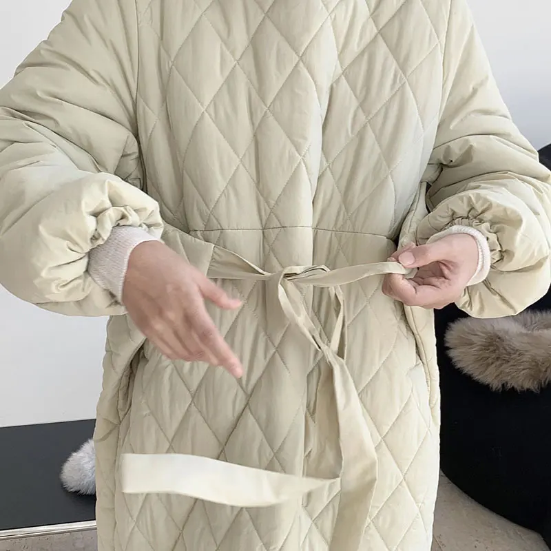 

XITAO Fashion New Pullover Parka Winter Trendy Personality Bandage Solid Color Casual Loose Women Simplicity All-match ZY3539